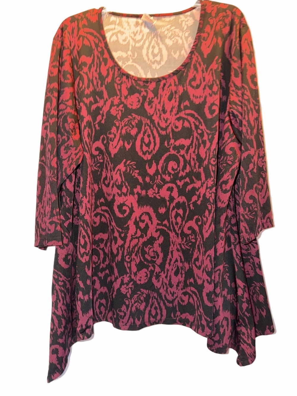 Faded Glory Burgundy and Black Scoop Neck Top, SZ 4X, PTP 28” (T4-330)